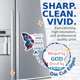 (2 Pack) Blessed by God, Loved by Jesus, Led by The Spirit Magnets - Christian - 5" On Longest Side - Premium Magnet - for Cars, Refrigerators, Toolboxes, Lockers- Made in USA - MAG0658
