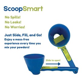 ScoopSmart Funnel Scoop - For Powders, Drinks, Baby Formula and K-Cups - Color: Blue