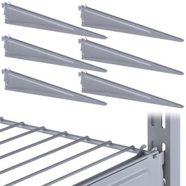 Wonderjune Adjustable Locking Shelf Bracket 16 Inch Shelf Brackets Heavy Duty Wire Shelving Brackets for Deep Wire Shelving Double Track System(Gray,6 Pcs)