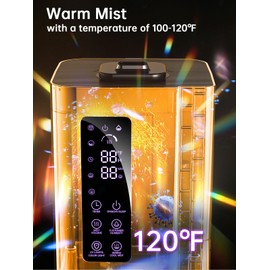 2.64Gal Humidifiers for Bedroom Large Room, Warm and Cool Mist up to 500ft², Top Fill Diffuser Ambient Light, 3 Mist Modes, 24H Timer, 35dB Quiet Humidifier for Home Office Plants