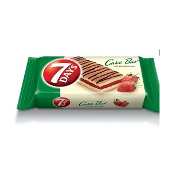 7 Days From Greece Cake Bars with Strawberry - 50 Packs X 30g (1.0 Oz Per Pack)