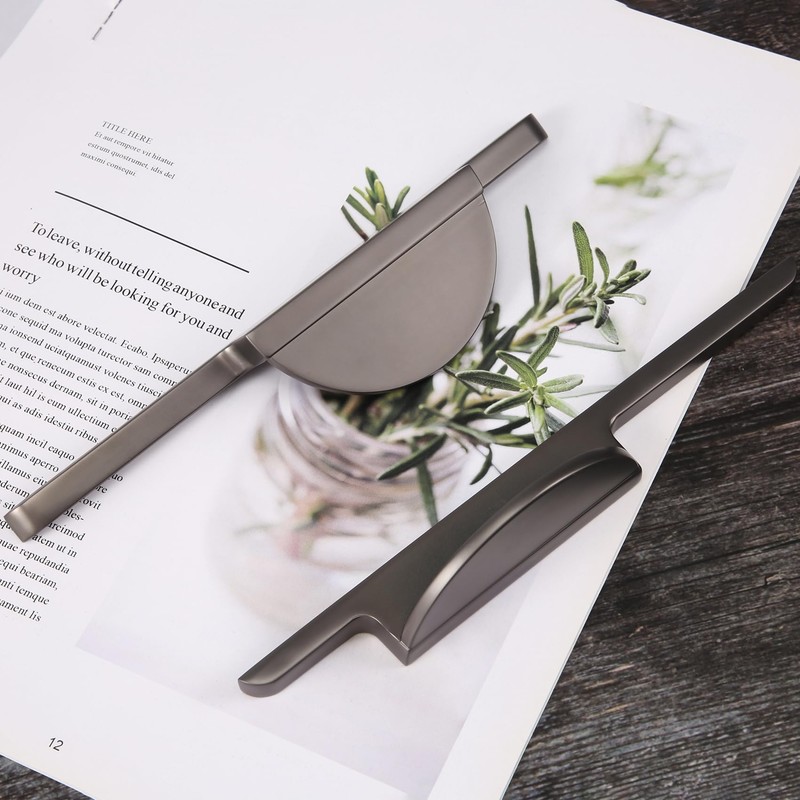 Sknrlko 2 Pack Grey Half Moon Cabinet Pulls Drawer Pulls,Semicircle