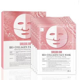 Organic Collagen Mask, Korean Organic Collagen Real Deep Mask, Overnight Mask, Collagen Organic Collagen, Real Deep Mask, Anti-Wrinkle Lifting Face Mask, Hydrating Overnight Ma, Pack of 4