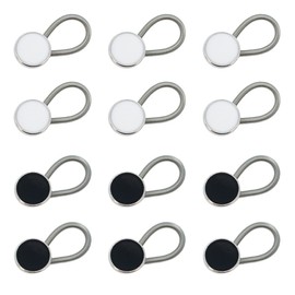 LIOUCBD 12PCS Metal Elastic Collar Extenders, Invisible Button Extenders, Neck Extender Wonder Button for Mens Shirts Dress Cuffs Trouser Coat Pants (White, Black)