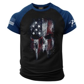 Mainfini Men's American Flag Raglan Shirts Stylish Liberty Tshirt Patriotic Tee Casual Gym 4th of July Fourth 1776 USA Muscle T Shirt Black Reaper M