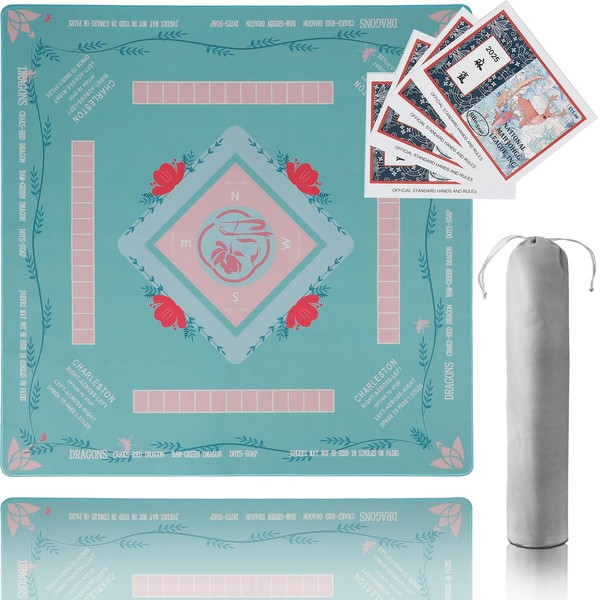 Ivvosun Mahjong Mat with Rules for Table,Travel Mahjong Set,Comes with