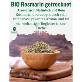 Organic Dried Rosemary - Pure and Natural - Rosemary Leaves with Intense Aroma - Ideal for Spice Mixes & Rosemary Tea - OmVeda (200 g)