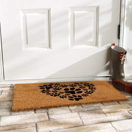 Calloway Mills 102141729 Heart Paws Doormat 17" x 29", Natural/Black