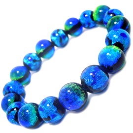 Stone jewelry japan Men's Luminous Firefly Glass Blue & Kerama Bracelet 0.5 inch (12 mm), Glass, No Gemstone