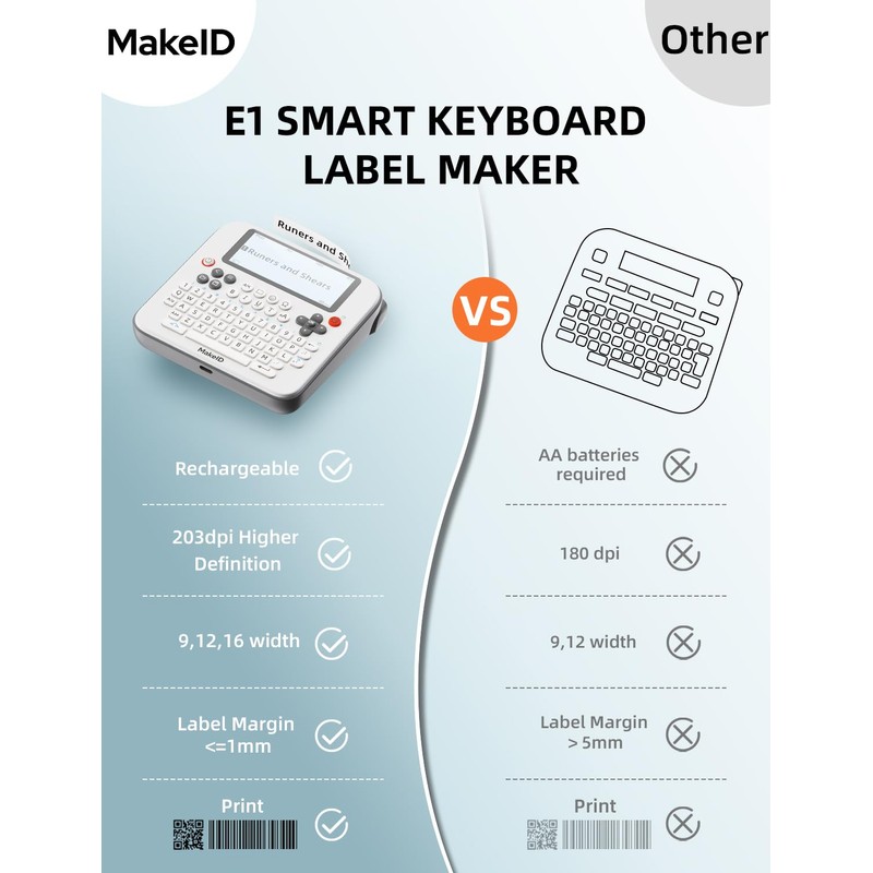 Makeid E1 Label Maker - Bluetooth Rechargeable Label Maker Machine