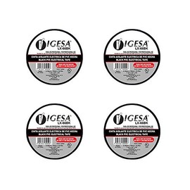 IGESA LX-66BK 4 Pack, Cinta Aislante Eléctrica de PVC Negra, Paquete de 4