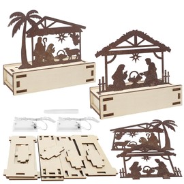 APODESS Set of 2 LED Nativity Scene Christmas Rust Metal Nativity Scene Decorative Patina Christmas Nativity Scene Illuminated Christmas Flu with Light Chain Modern Nativity Scene Decoration Metal