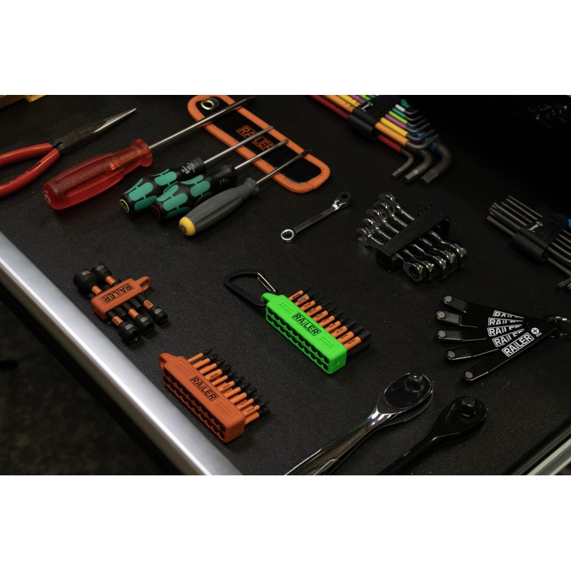 Screwdriver Bit Holder Storage Organizer – Railer 20-Hole Hi-Vis Green