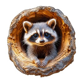 Wooden Jigsaw Puzzles, Tree Hole Raccoon Wooden Puzzles for Adults with Unique Shape, Adult Jigsaw Puzzle, Birthday Gifts for Adults, 11.4"x11" - 200pcs