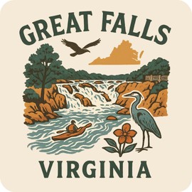 Great Falls Virginia Souvenir Vinyl Magnet – Destination Travel Keepsake Collectible 3-Inches Wide