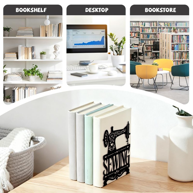 Peacoblue 4.7"x3.5"x7.1" Metal Bookends, Heavy Duty Book Ends for Shelves