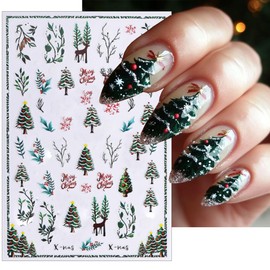 10 Sheets Christmas Nail Stickers Decals Winter Snowflake Nail Art Stickers Self-Adhesive 3D Santa Claus Snowmen Nail Decorations Cute Elk Nails Supplies for Women Acrylic Nails Accessories Kit
