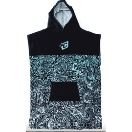 Creatures of Leisure Grom Creatures Poncho Swimwear, 100% Cotton Velour, External Pocket, Quick Drying, Fluro Blue Fade Black