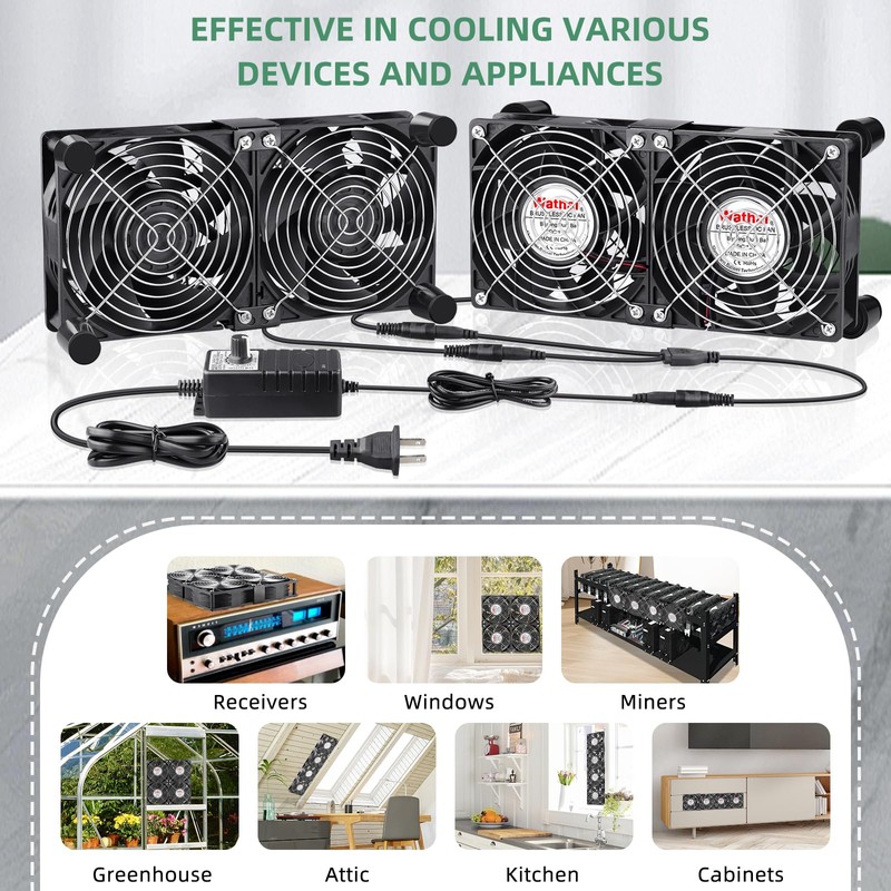 Wathai 120mm x 4 Dual Ball Computer Fan 110v -