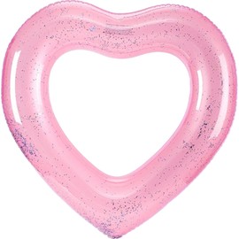 NODC Float Ring, Diameter 47.2 inches (120 cm), Adult, Cute, Heart, Clear, Glitter, Float, Pink, Blue, Exude (Heart Clear Light Pink Rame)