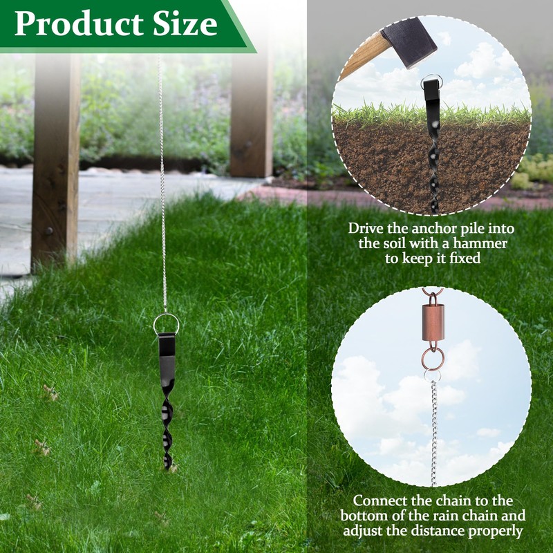 Rain Chains Direct Ground Anchor-13 Rain Chain Accessories for Eaves