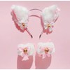 Cat Headband Cat's ears headdress and Plush wristband (White, One