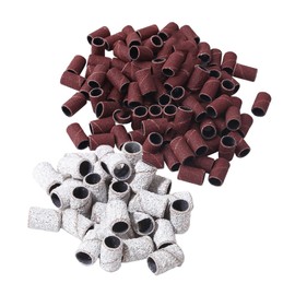 Baluue Manicure Sanding Bands 2 Packs 200 Pieces White Brown High Nail Grinding Polisher Sanding Sleeve
