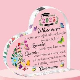 QMVMV 2025 Graduation Inspirational Acrylic Gifts for Her Class of 2025 Graduation Gifts for Women University College Middle High School Graduate Brave Acrylic Gifts