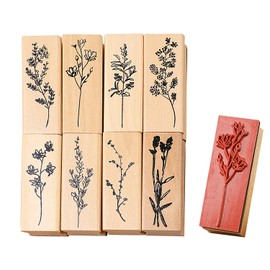 8 Pieces Wooden Stamps, Vintage Wooden Stamps, Floral Pattern Stamp Set, DIY Craft Accessories, Reusable, Suitable for Scrapbooking, Journaling, Photo Albums, Greeting Cards