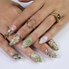 Press On Nails Dragonfly with Pink Flower 3D Nature Fake