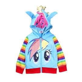 SummitLink Girls' Rainbow Dash Hoodie Luna(Blue) 90(1-2 Years)