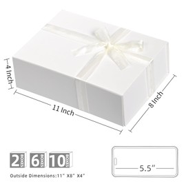 LIFELUM White Gift Box with Lid 8 x 7 x 3 inch Magnetic Gift Box Sturdy Gift Box Bridesmaid Proposal Gift Box for Valentine's Wedding Christmas Birthdays Gift Packging (1 Pcs)