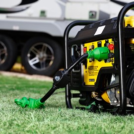 RVGUARD Overload Protector 30 Amp Generator to RV Adapter Cord with Circuit Breaker, NEMA L14-30P to NEMA TT-30R Electrical Power Adapter with LED Power Indicator, 18 Inch, Green, ETL Listed