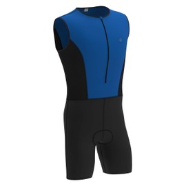 DHERA Men's Trisuit Triathlon padded sleeveless suit Duathlon Running Swimming Cycling skin suit (Colour-Blue, Size-XL)