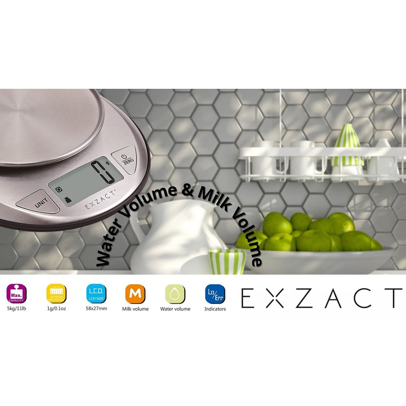 Exzact Electronic Kitchen Scale - Stainless Steel - Baking Scale