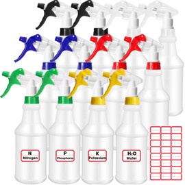 12 Pcs 32 oz Plastic Spray Bottles Heavy Duty Spraying Bottles Leak Proof Mist Empty Water Bottle for Pets Cleaning Solutions Planting Spray Alcohol with Adjustable Nozzle and Label (Multicolor)