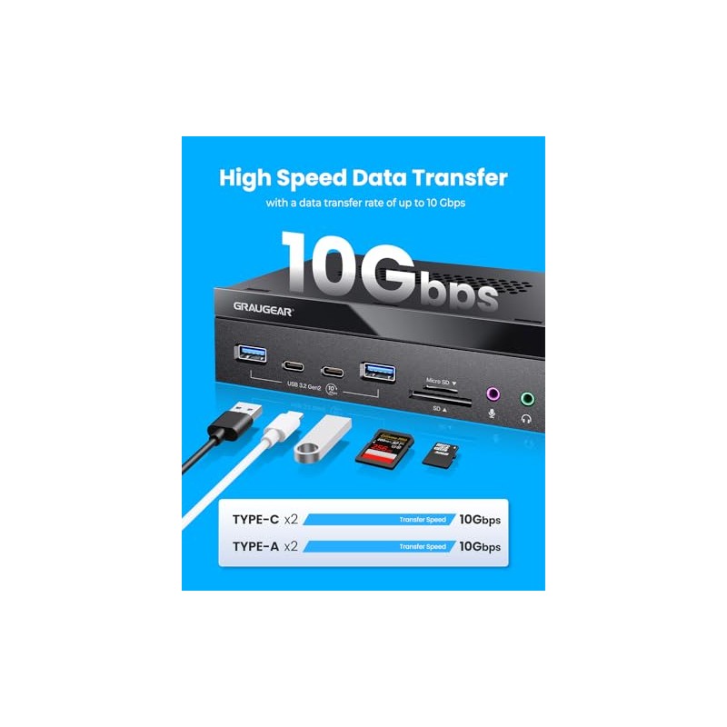 GRAUGEAR Lector de Tarjetas de Panel Frontal USB 3.2 de