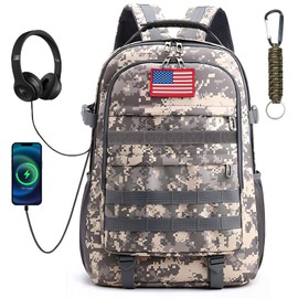 School Backpack for Boys - Camo Boys Backpack for Kids Teens Elementary Middle School - 18″ Camouflage Bookbag with Usb Charging Port & Key-chain
