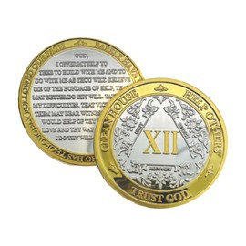 MYRECOVERYSTORE Silver & Gold 1-60 Years Alcoholics Anonymous Medallion AA Coin Capsule Included