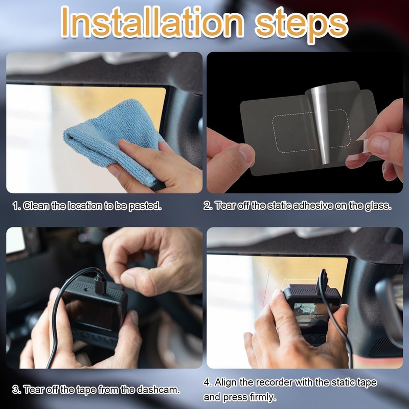 8pcs Windshield Dashcam Stickers, Transparent Electrostatic Sticker Weatherproof Windshield Camera