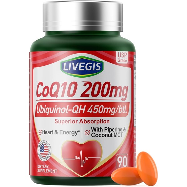 CoQ10 200mg Softgels, Ultra CoQ10 Ubiquinone 200mgWith Coconut MCT Oil,