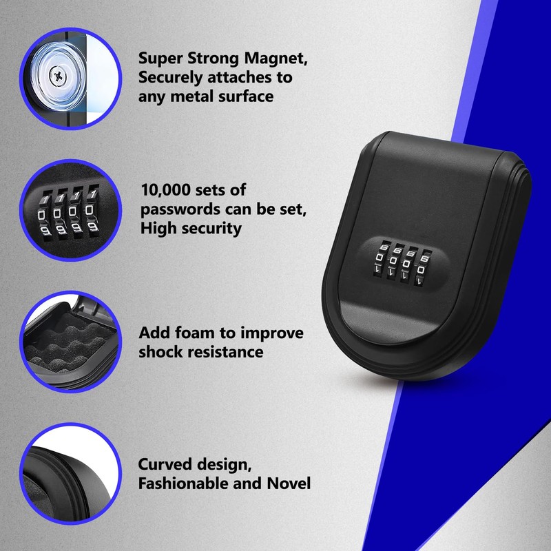 Magnetic Key Holder with Combination Lock Hidden Under Car, Dayear