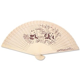 We pay your sales tax Double Sided Wooden Asian Panda Print Design Hand Fan Party Decoration Gift (D13428)