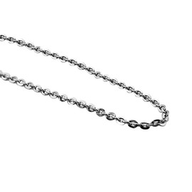 MauliJewels 1.4MM Flat Link Cable Chain/ 14K White Gold Plated/ 925 Sterling Silver/Italian Made/ 18' Necklace/Cable Chain