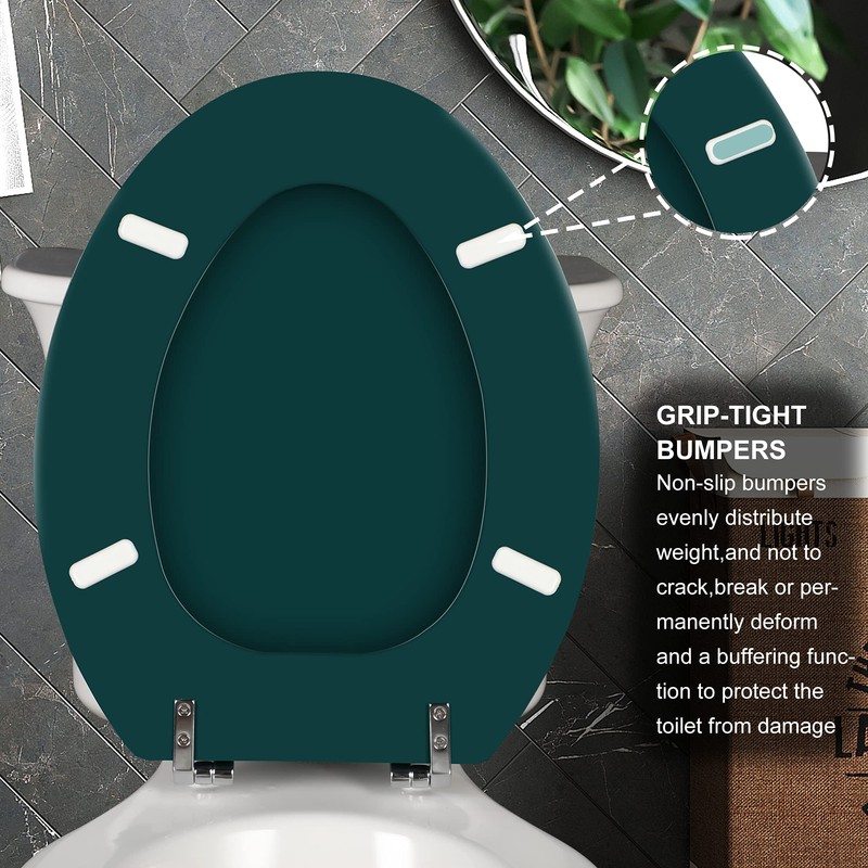 Angol Shiold Wood Toilet Seat, Zinc Alloy Hinges (Elongated, Dark