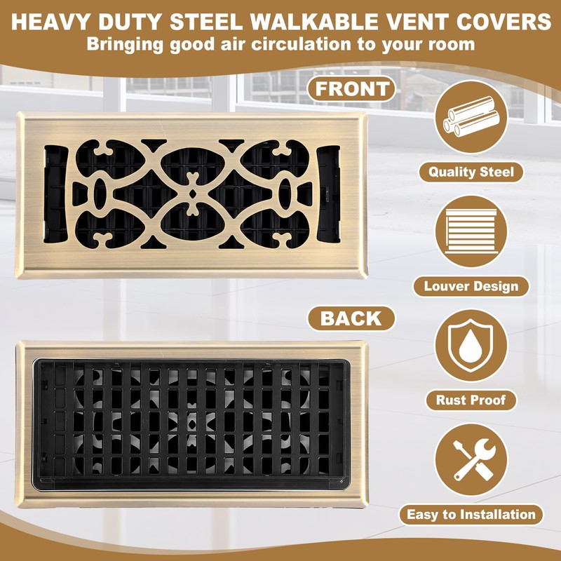 10 Pack 4 × 10 Inch Bronze Floor Vent Covers