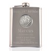 Mens 18th Birthday, Stainless Steel Engraved Hip Flask with Solid