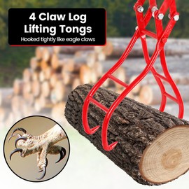 Toriexon Logging Tongs 28 inch 4 Claw, Swivel Steel Log Tongs Timber Claw Hook, Heavy Duty Log Skidding Tongs 2200 Pounds Lifting Capacity for Trucks, ATVs, Tractors, Forklifts