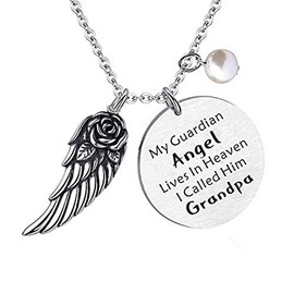 liduola Grandpa Memorial Gifts - My Guardian Angel Lives in Heaven I Called Him Grandpa - in Memory of Grandpa Cremation Necklace Grandfather Remembrance Gifts