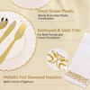 210Pcs Ivory Scalloped Plastic Plates with Gold Trim Elegant Plastic